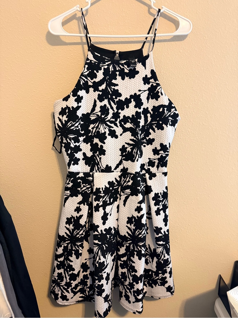 Windsor Black & White Floral Halter Mini Dress